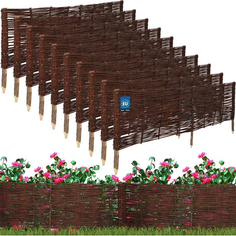 KOTARBAU® Lot de 10 Clôture Bois  - Bordure Jardin Extérieur - 120 x 40 cm - Bordure de Jardin en Osier à Planter - Marron - Cloture en Osier - Décoration Extérieure (1/5)