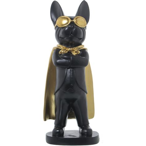 Figur/Brille und Cape in Harz Bull Dogc 13x12x33cmpour alle Stile, um dem Haus eine Note zu verleihen (1/5)