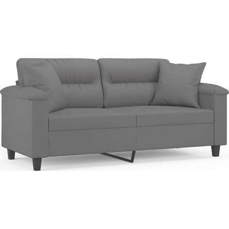 Canapé 2 places,Sofa pour Salon,Banquette avec oreillers gris foncé 140 cm CFW692793 (1/5)