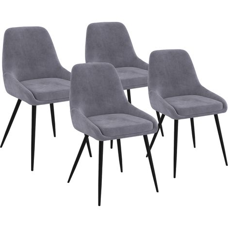 Set di 4 sedie THALYA in velluto grigio chiaro con braccioli (1/5)