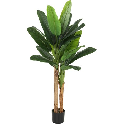 Lot de 2 plantes artificielles intérieurs 150 cm bananiers en pot décoration pour maison, bureau, salon, chambre
