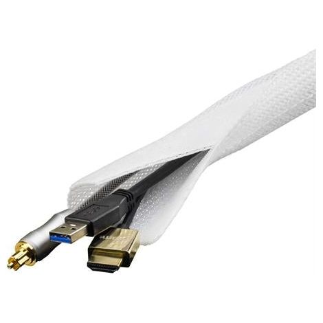 Deltaco calza di raccolta cavi in nylon con velcro 18 m - bianco