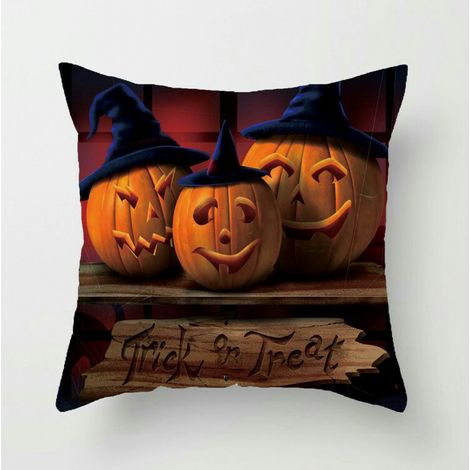 Set mit 4 bedruckten Halloween-Kissenbezügen aus Leinen (45 x 45 cm) (1/4)