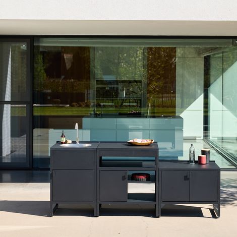 Cuisine extérieure 3 modules acier inoxydable noir - Kea (1/5)