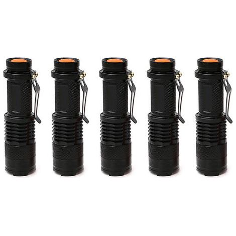 5 Mini lampe torche télescopique rechargeable, pour LED Rechargeable , noire (1/5)