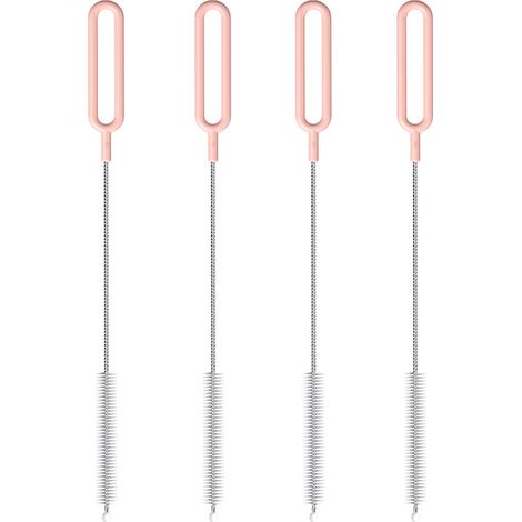 Goupillon Pour Pailles - 4 Pièces En Métal Avec Poil Nylon - Nettoyage Intérieur Bouteilles Eau Boba Smoothie Tasses À Bec - Lot De 4 (1/5)