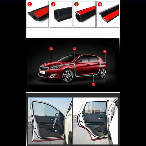 Joint d'étanchéité de porte de voiture de 5 mètres, type P, en caoutchouc, étanche à l'eau et à la poussière, isolation phonique et anti-insonorisation. (1/5)