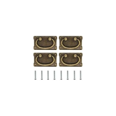 Set mit 4 Vintage-Möbelgriffen, antiken Ringgriffen für Schubladen, Kommodengriffen aus Zinklegierung, Schubladenknöpfen für Schränke und Kommoden, 95 x 52 mm