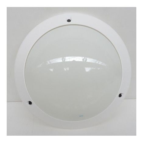 Hublot extérieur LED 16W Ø 309mm blanc – Détecteur HF – 960lm – IP55 IK10 – Pour espaces confinés – 714453 – Sarlam