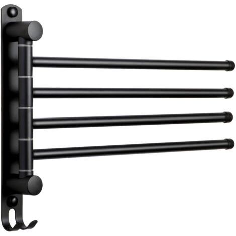 Pair - Porte-serviettes de salle de bain avec 4 barres Porte-serviettes rotatif à 180° en acier inoxydable SUS304 Porte-serviettes mural pour évier de cuisine de salle de bain (1/5)