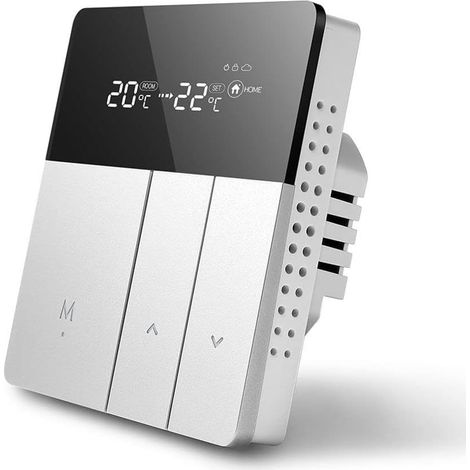 Régulateur de température intelligent, thermostat de chauffage au sol LCD 3 A, écran tactile numérique, thermostat d'ambiance programmable, compatible avec l'application (1/5)