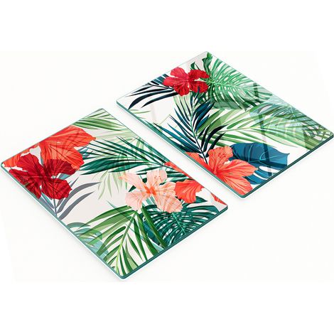 Tableaux en verre résistants et élégants à motif floral tropical 2x40x52 cm (1/5)