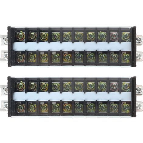 2 barrettes de jonction double rangée 660V 20A avec couvercle anti-poussière, bloc de connexion multipurpose T2010 (1/5)