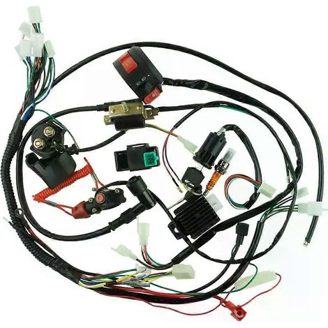 Faisceaux de câblage électrique complets, bobines d'allumage CDI et bougies d'allumage compatibles avec les motos tout-terrain, les VTT, les quads et les karts de 50 cm³, 70 cm³, 110 cm³ et 125 cm³. (1/5)