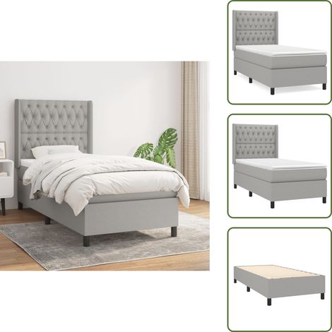 Boxspringbett mit Matratze Hellgrau 90x200 cm Stoff - Boxspringbett - Doppelbett - Bettenrahmen - Lattenrost - Matratze (1/5)