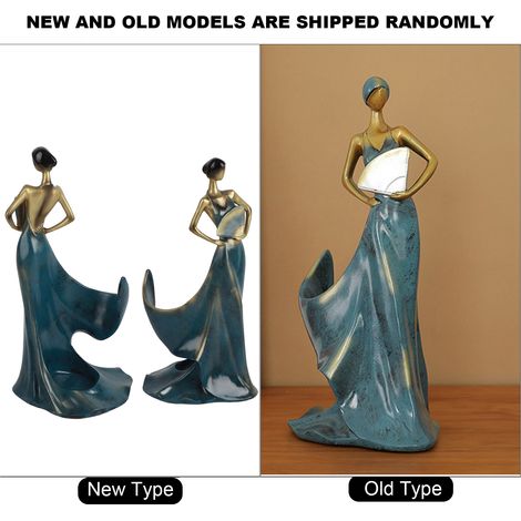 Socle de Rangement pour Vin avec Figurine - Résine Synthétique Bleue - Statue de Femme en Danse pour Bar Bureau Décor Maison (1/5)