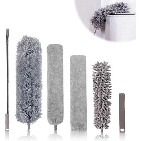 6 Pièces Plumeau Telescopique,Poussiere Plumeau Lavable Microfibre,Longueur télescopique jusqu'à 250 cm,adapté au Nettoyage des plafonds,Meubles,Voitures,Ventilateurs Plafond,Stores (1/5)