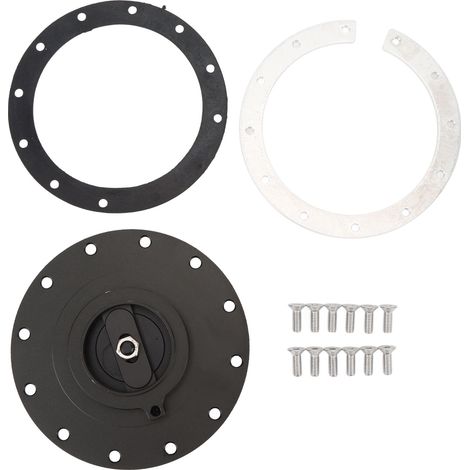 Ortviai Bouchon de Réservoir Carburant en Aluminium Massif 160 mm Noir avec Boulons et Joint pour Réservoir à 12 Vis