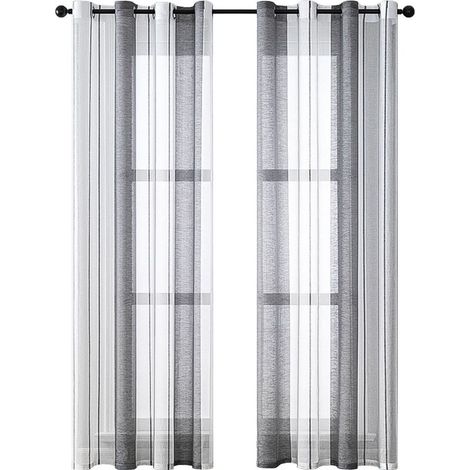Rideaux Transparents à Oillets - Voile à Rayures - Rideau Décoratif (1/5)