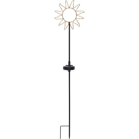 Star Trading Piquet de jardin solaire Sunny, LED, soleil, extérieur, or, capteur crépusculaire, blanc chaud, 77 cm (1/5)