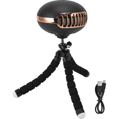Ventilateur poussette bébé forme pieuvre, 3 vitesses, USB rechargeable, portable, noir, 3W (1/5)