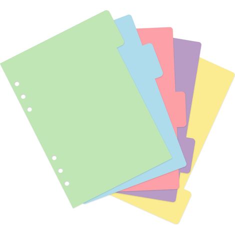25 Intercalaires Classeur A5 Séparateurs de Dossiers D'index de Dossier A5 Registres Colorés de Dossiers à 6 Trous Adaptés aux Dossiers,Classeurs à Anneaux,Planificateurs (1/5)