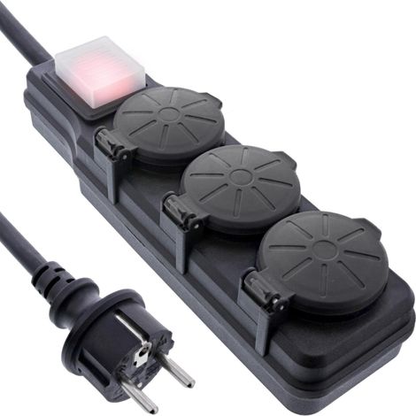 Mrittal InLine prise de courant extérieure noire 10 mètres