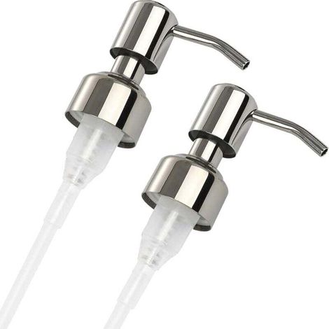 2 Pcs Pompe Savon,Pompe de Rechange,Pompe de Rechange pour Distributeur de Savon,Pompe pour Upcycling,Pompe Distributeur Savon Inoxydable,avec Filetage de 28 mm (Argent Brossé) (1/4)