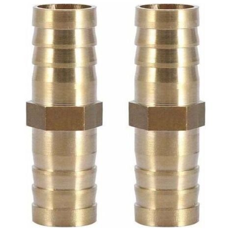 (16mm 2pcs)Raccord de Tuyau Droit à Deux Voies Raccord en Laiton Barbelé Connecteur de Tube Jonction 6/8/10/12/14/mm (1/4)