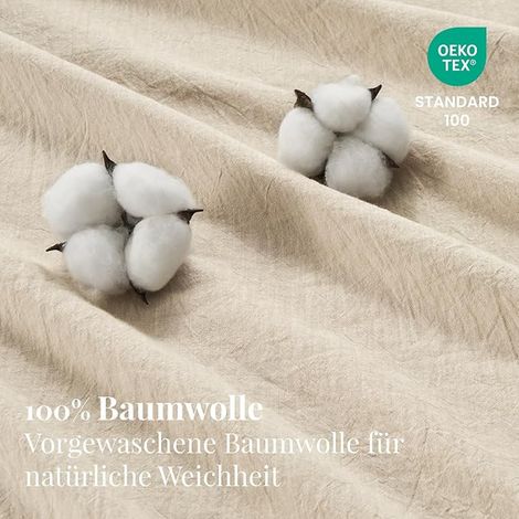 Duvet Cover 135 x 200 cm Beige Cotton Cotton Linen Structure 2 Duvet Covers 135 x 200 cm 2 Pillowcases 80 x 80 cm Zip (1/3)