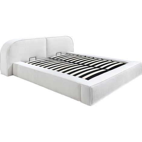 Letto con contenitore 180 x 200 cm Velluto a coste Panna  - LIRABA della Maison Céphy
