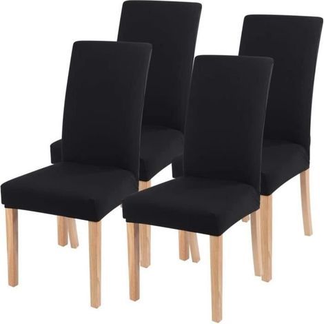 (Schwarz) Stuhlhussen – Bouquet – 4er-Set – Abnehmbar – Waschbar – Schwarz (1/4)