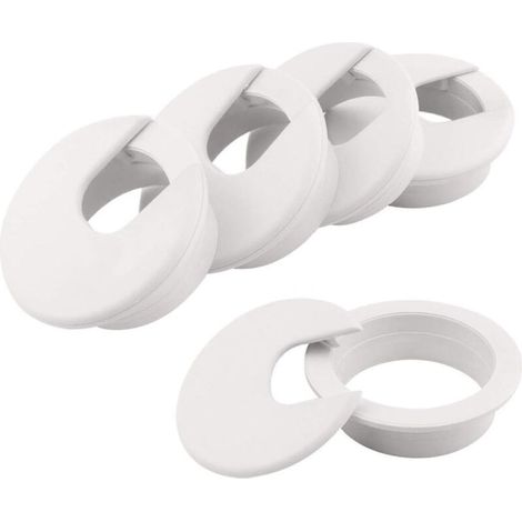 50-mm-Kabelmanagement- und Organizer-Set, weiß, für Desktop-PCs, Büros und Arbeitsflächen – 5er-Pack (1/5)