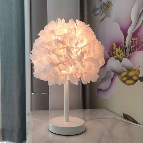 Seidenblume Rose Nachttischlampe Nachttischlampe Lampenschirm Modern Elegant Feder Tisch Schreibtischlampe Lampenschirm Wohnzimmer Schlafzimmer Wohndekor Hochzeitsdekor (1/4)