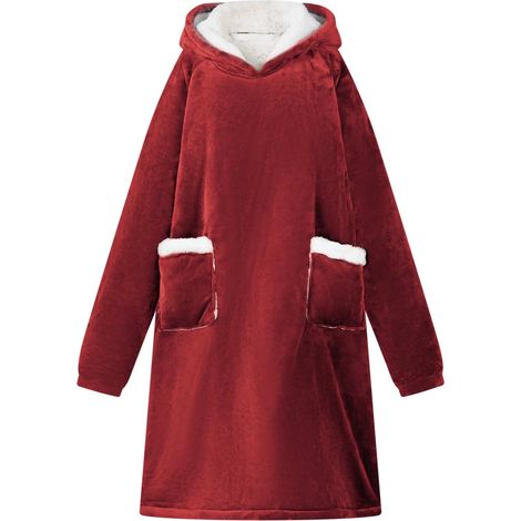 vidaXL Sweat à capuche couverture Rouge Bordeaux L Polaire et flanelle (1/5)