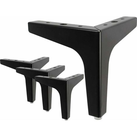 4 Piece Bed Legs, Metal Table Legs With Screws & Floor Protector For DIY Furniture Sofa Armchair Sofa Chair 6 Inch Black (1/5)