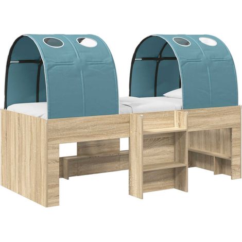 Kids'High Bed Frame with Tunnel Sonoma Oak and Light Blue vidaXL