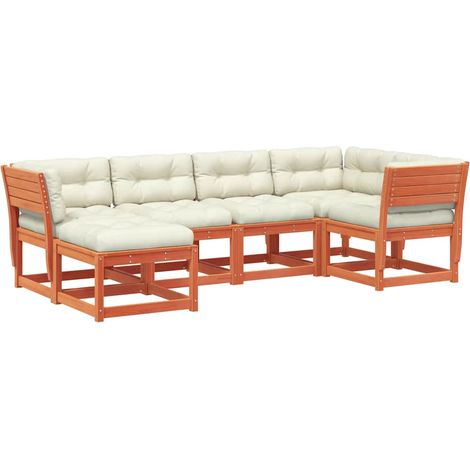 Maison Exclusive - Set de sofás jardín 6 pzas con cojines madera (1/5)