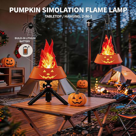 Halloween Kürbis Flammenlampe Orange Simulierte Flamme Deko Accessoire Party Atmosphäre (1/3)