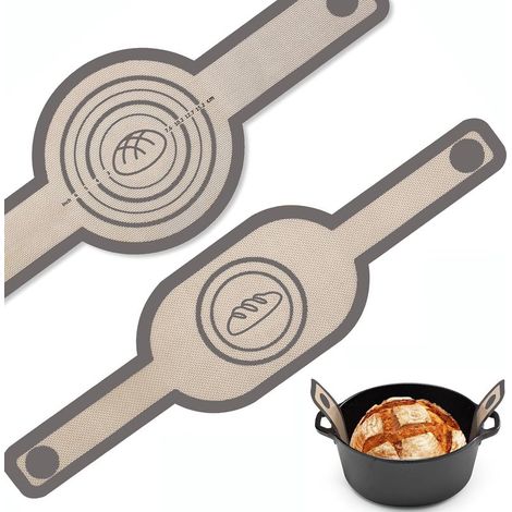 Lot de 2 tapis de cuisson en silicone pour cocottes en fonte, spatule à pain en silicone à longs manches-AquaForge (1/5)