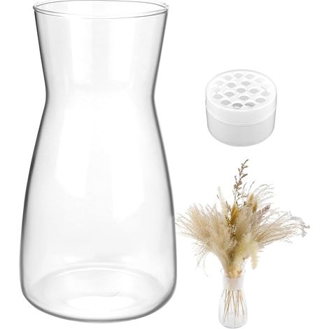 Vase verre transparent pour rose, pampa ou fleurs séchées, déco chambre/salon/mariage (1/5)