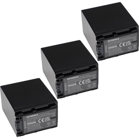 EXTENSILO 3x Akku kompatibel mit Sony HDR-CX280E, HDR-CX220ER, HDR-CX220ES, HDR-CX280EB, HDR-CX220EB, HDR-CX220EL Kamera (3090 mAh, 7,4 V, Li-Ion) (1/4)