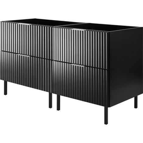 Mobile lavabo, Nero, 120 (2 x 60) x 77 x 46 cm, maniglia argento, gambe nere, senza piano (1/5)