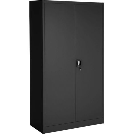 Vestiaire métallique 180 x 90 x 40 cm avec 2 portes verrouillables et 6 étagères de rangement (1/4)
