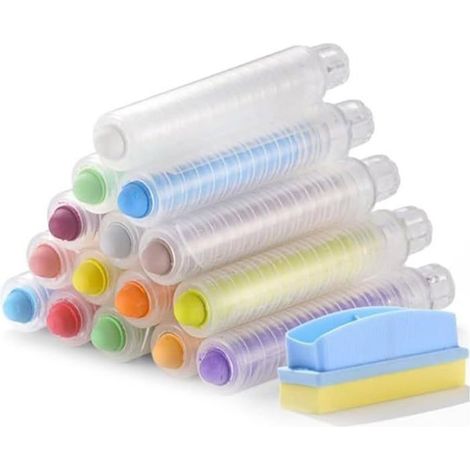 Lot de 15 craies sans poussière pour tableau blanc - 12 couleurs + support inclus (1/5)