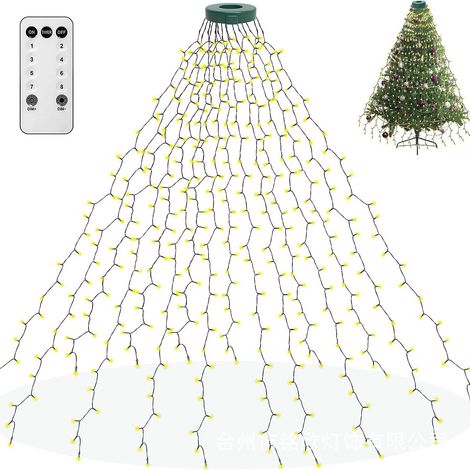 Weihnachtsbaum-Lichtergirlande, 400 LEDs, 2 x 16 Zweige, Dekoration, für Bäume von 100 cm bis 240 cm, drinnen und draußen – Warmweiß [Energieklasse E]