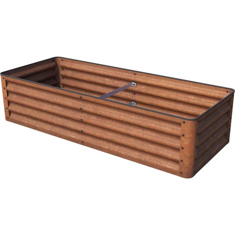 Carré potager LUCA en acier corten GFP Primeyard 150x60x35 cm - Bac de jardinage stable avec optique rouille naturelle et protection fiable des coins. Utilisable toute l'année