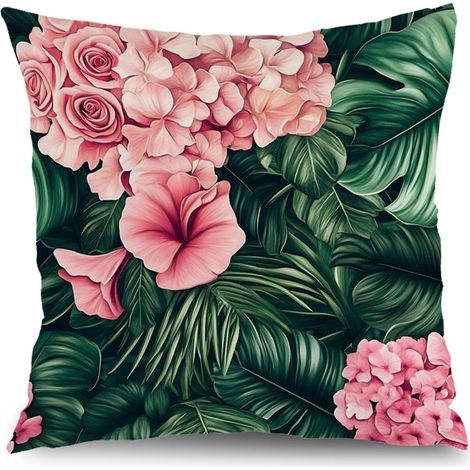 Housses de coussin extérieur fleurs, décoration balcon maison,45×45cm (1/5)