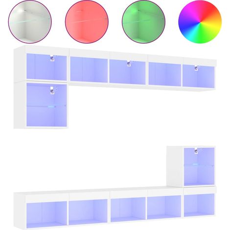 Maison Exclusive - 8-tlg. Wohnwand mit LED-Beleuchtung Weiß Holzw