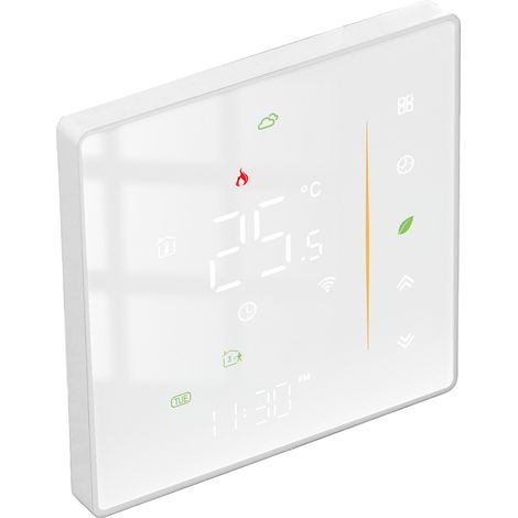 Intelligenter, programmierbarer WLAN-Thermostat für elektrische Fußbodenheizung, App-Steuerung, 95–240 V, weiß (1/5)